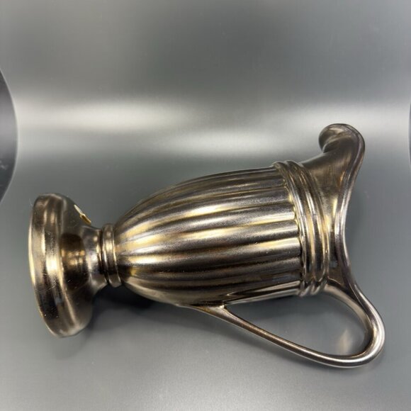 Haeger Art Pottery Bronzed Metallic Glaze Urn Pitcher Footed Vase Vintage - Picture 12 of 16